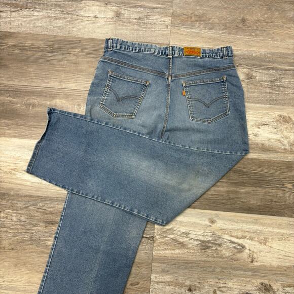Vintage 70s Levis Faded Wash Blue Mens 36x30 Relaxed Yellow Tab Jeans - Picture 1 of 11